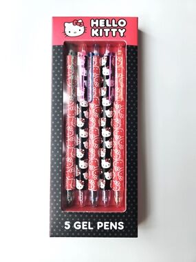 Sanrio Hello Kitty 5PK Gel Pens Set Red Black Multi-Color Ink Retractable